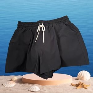 Women’s Quick-Dry 3” Inseam Swim Board Shorts Kona Sol Black Size L 12-14 NWT